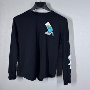 Medium Women's Dikotomy Black Long Sleeve "Bottoms Up" Skeleton Graphic Tee